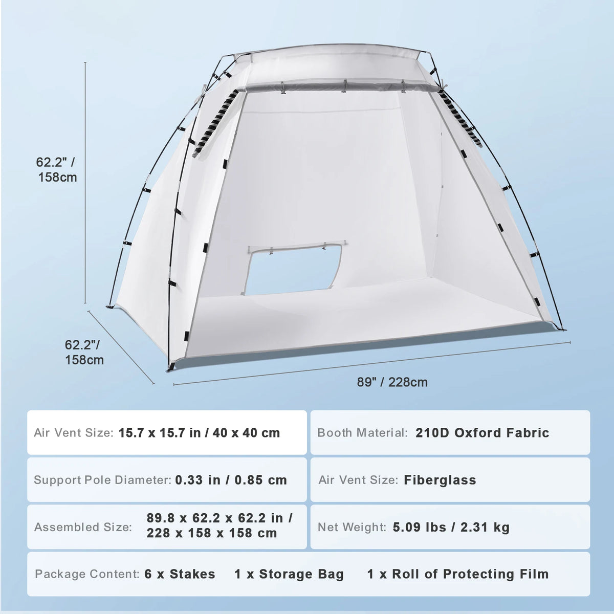 Portable Paint Booth Shelter 7.5x5.2x5.2ft Foldable Spray Painting Tent for Furniture & Crafts