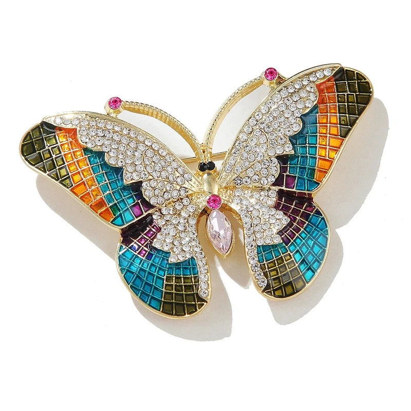 Colorful Rhinestone Butterfly Brooch for Women Casual Party Office Jewelry