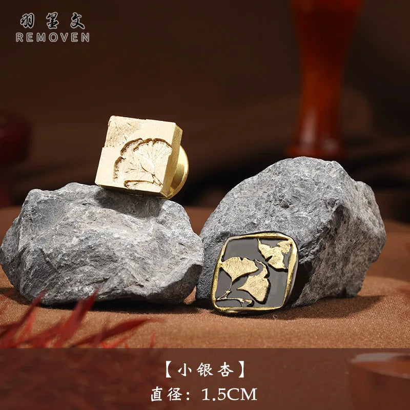 Wood Grain Flower Wax Seal Stamp Square Copper Head for Cards Envelopes Gift