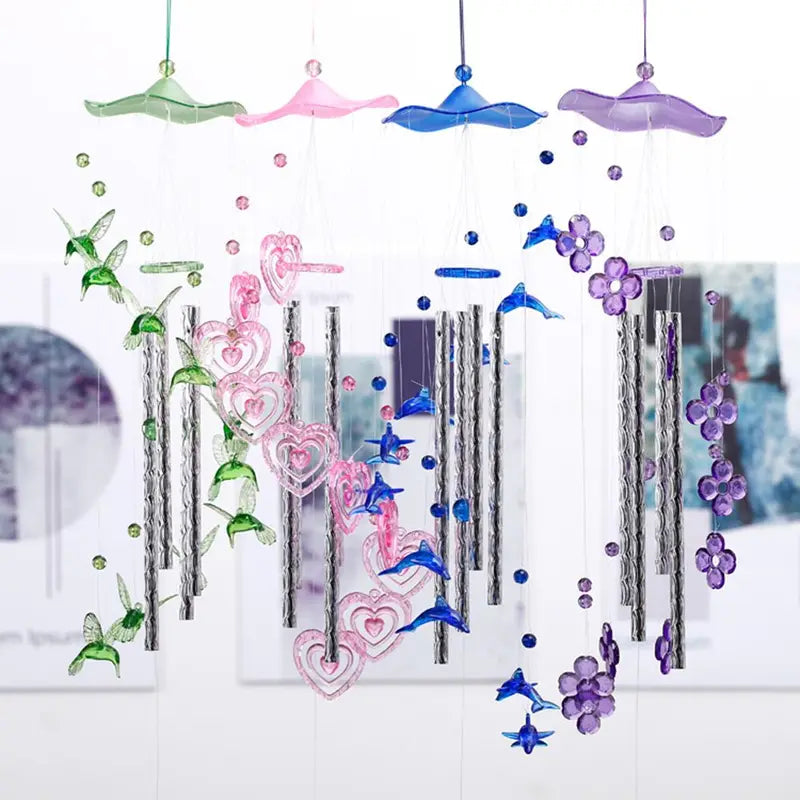 Dolphin Love Wind Chimes Hanging Ornament Indoor Outdoor Garden Decor Handmade Crafts Gift