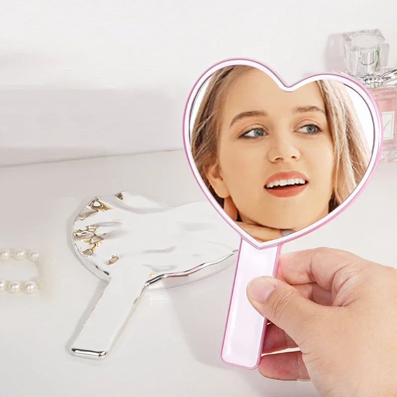 Heart-Shaped Handheld Mirror for Makeup & Beauty Spa Salon Personal Care