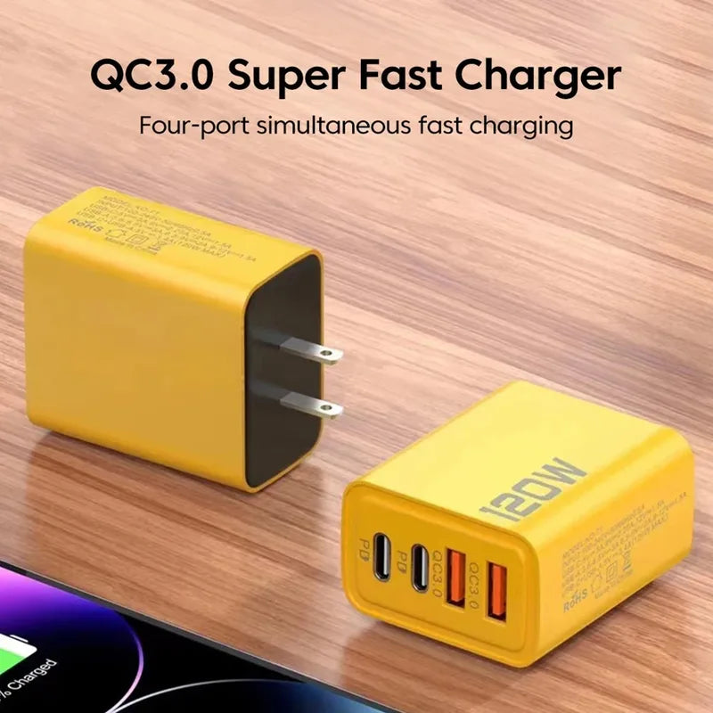 120W USB-C Fast Charger Adapter - Fast Charging for iPhone, Samsung, Xiaomi