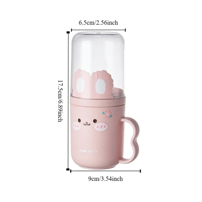 Travel Toothbrush Case with Mouthwash Cup - Portable Plastic Storage Box