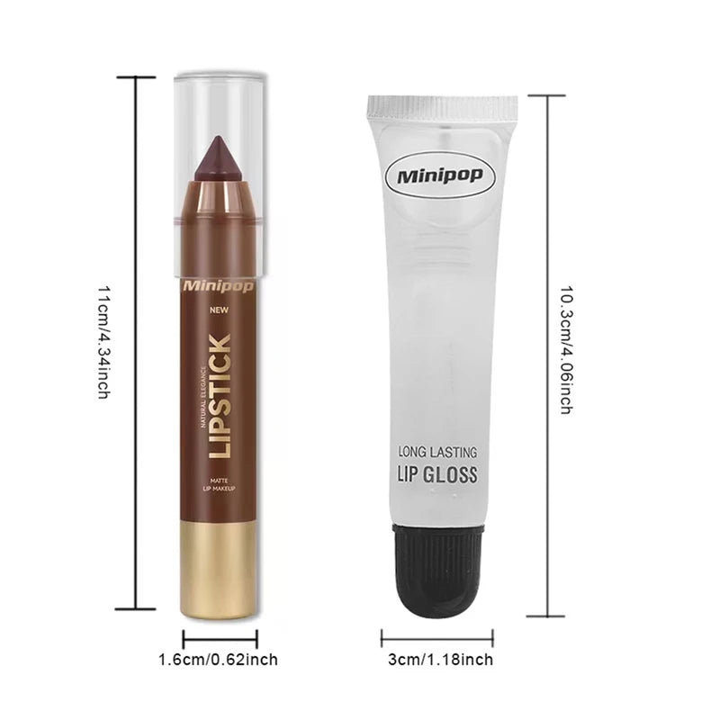 Lip Gloss and Lip Oil Set - Waterproof Matte Lip Liner & Gloss for Women