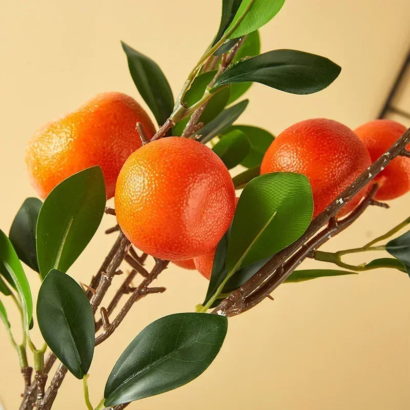 Artificial Orange Fruit & Plant Decor Set - Fake Flowers for Home & Photography