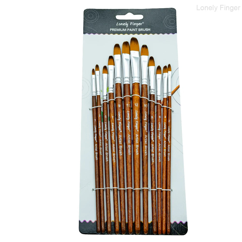 Set of 12 or 48 Paint Brushes - Acrylic, Watercolor, Gouache & Craft Brushes