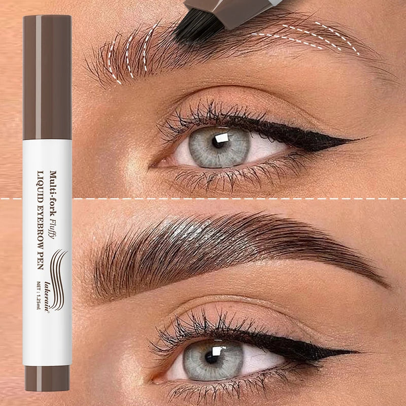 Long Lasting 4D Eyebrow Pen - Waterproof Precise Liquid Makeup with Multi-Fork Tip