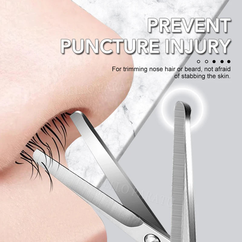 Nose Hair Scissors Trimmer - Stainless Steel Facial Hair Grooming Tool