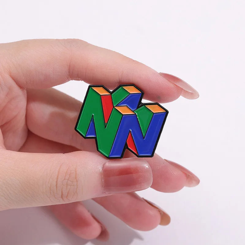 Colorful Metal Brooches Set - Geometric Letter N Pin for Clothing & Bags