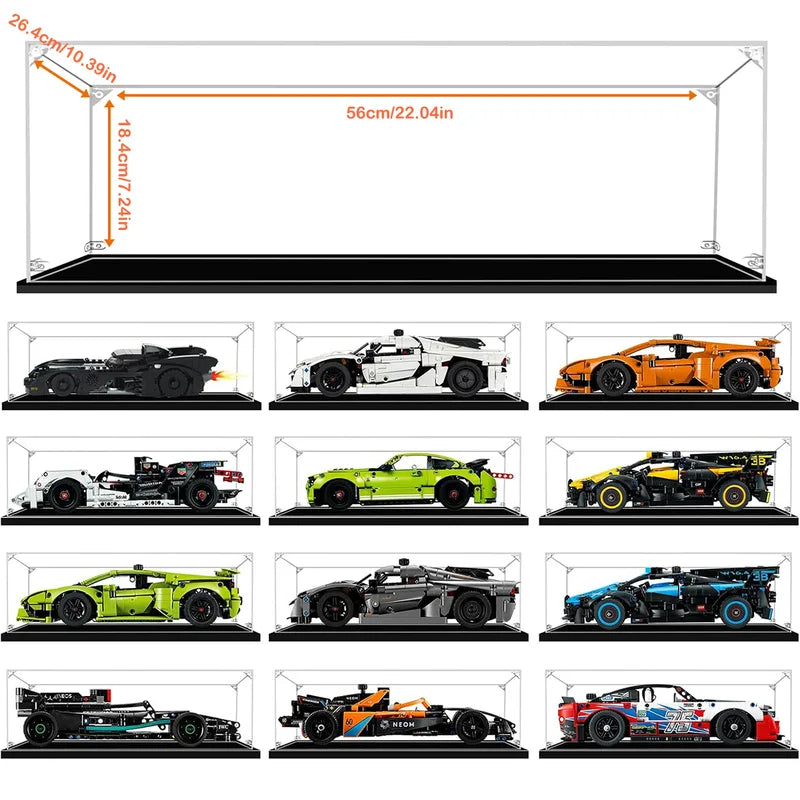 Acrylic Display Case for LEGO Cars Action Figures Collectibles 1:10 Scale