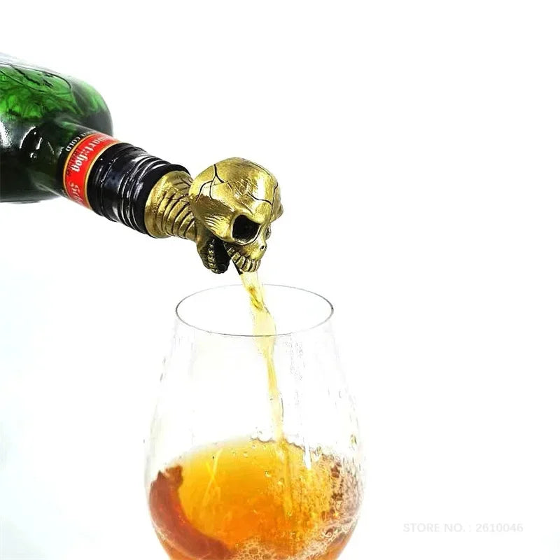 Halloween Skull Head Wine Pourer with Silicone Stopper - Party Bar Accessory