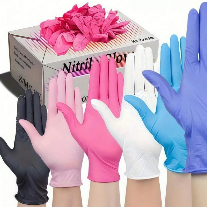 Disposable Nitrile Gloves 100PCS Latex-Free Food Safe Work Safety Gloves