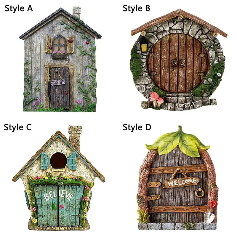 Miniature Fairy Garden Door - Weatherproof Wooden Yard Art Decor, Gnome & Fairy Door for Kids & Garden