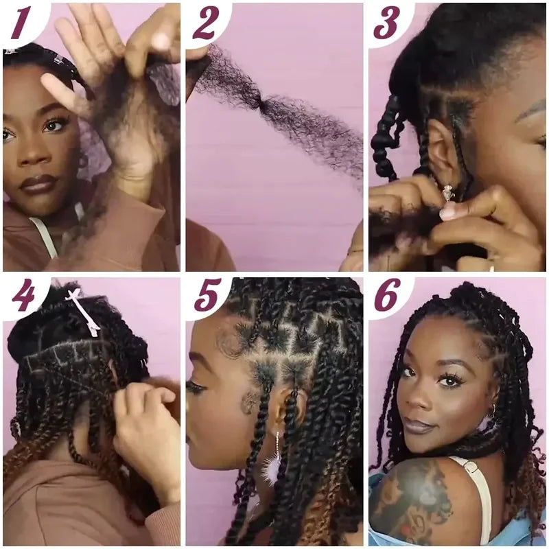 Kinky Human Hair Extensions Bulk for Braiding & Styling - Natural Black & Brown