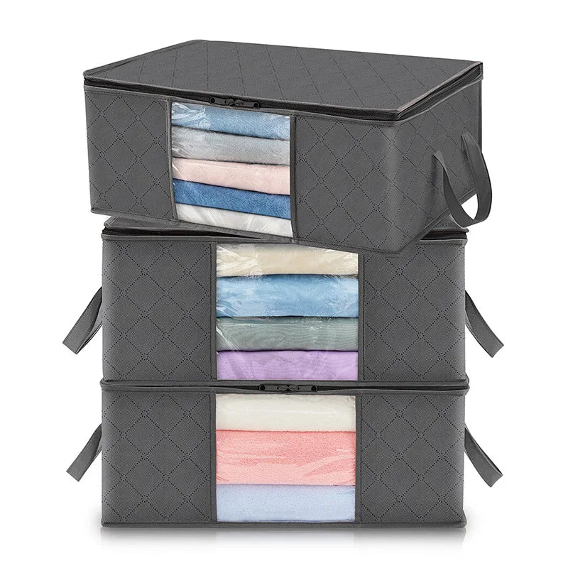 Foldable Clothes Storage Bag Large Capacity Blanket Organizer with Handles