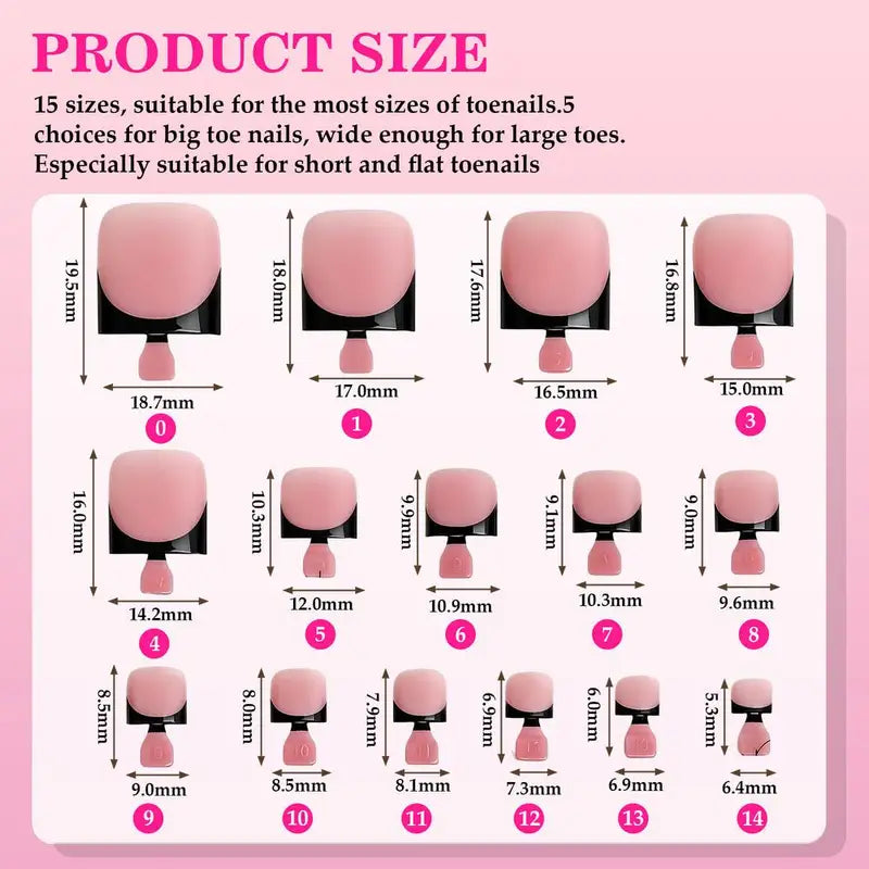 60Pcs Press-On Toe Nails Full Cover Artificial Fake Nail Tips for Women Menicure