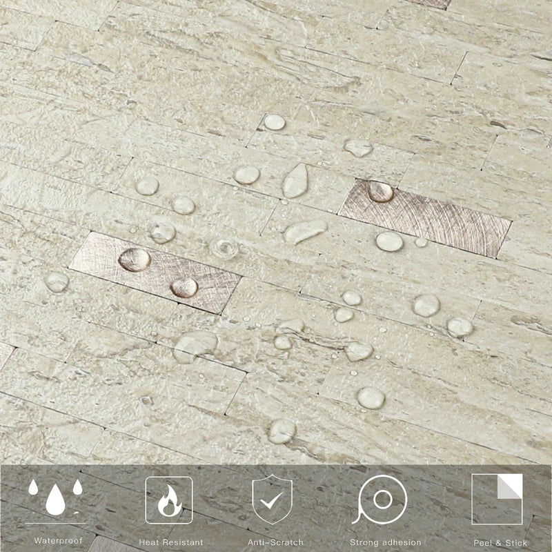 Stone-Effect Metal Mosaic Tiles for Bathroom & Bar Walls - Medium & XL Sizes