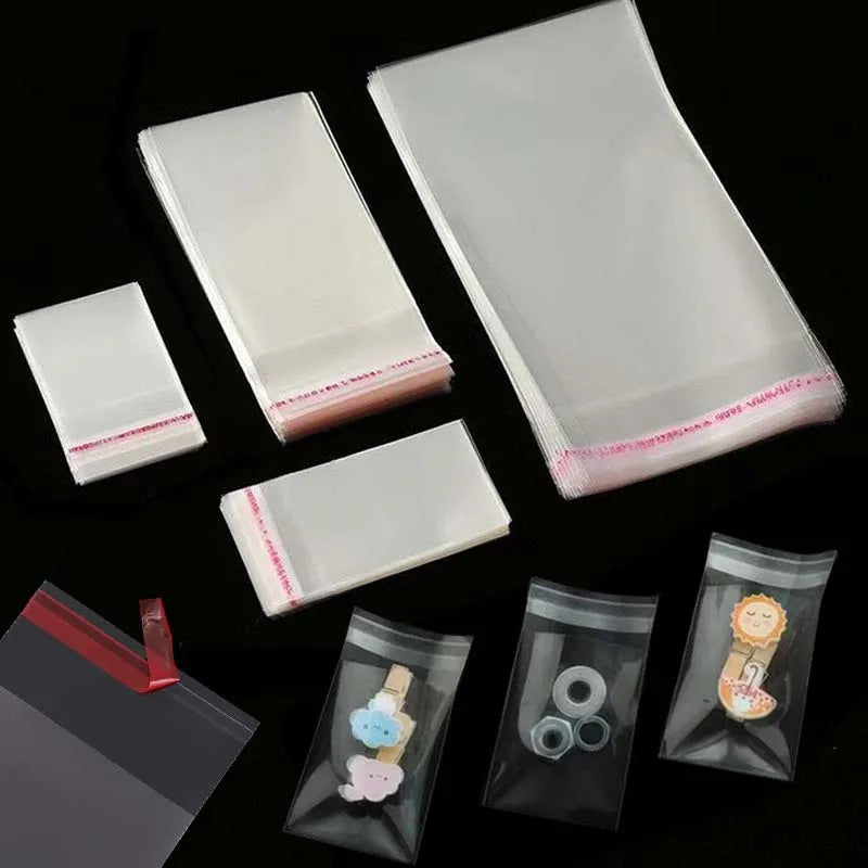 30pcs Clear Plastic Storage Bags with Self-Adhesive Closure for Clothing & Gifts
