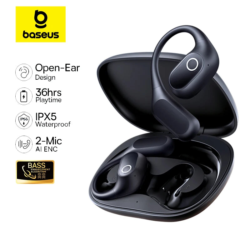 Wireless Open-Ear Earbuds with Waterproof IPX5 Fit Sports Headphones Bluetooth 6.0