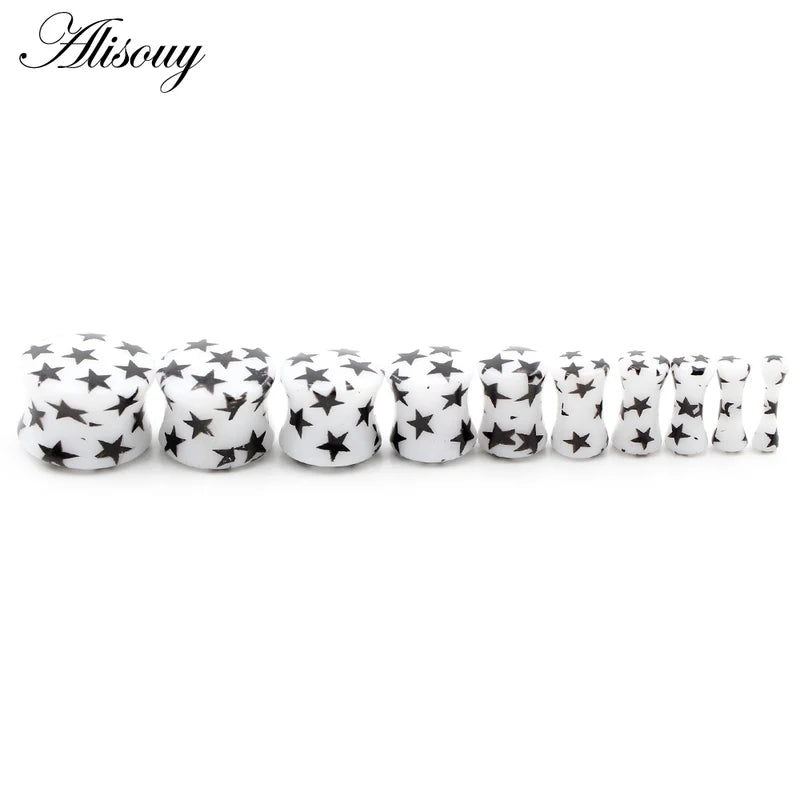 2PCS Acrylic Star Flared Ear Gauges Plugs Body Jewelry with Multiple Sizes
