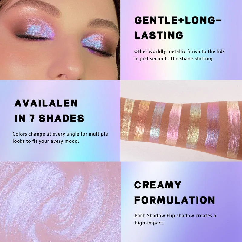 Color Changing Liquid Eyeshadow with Holographic Glitter - Highly Pigmented & Long-Lasting