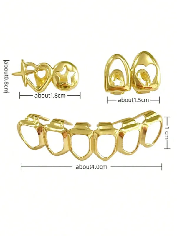 Fashion Tooth Decorations Heart & Star Design for Hip-Hop Party - All Variants