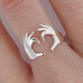 Double Heart Couple Rings Adjustable Love Jewelry for Women and Men