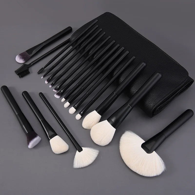18-Piece Makeup Brush Set with Natural Goat Hair - Professional Cosmetic Tools