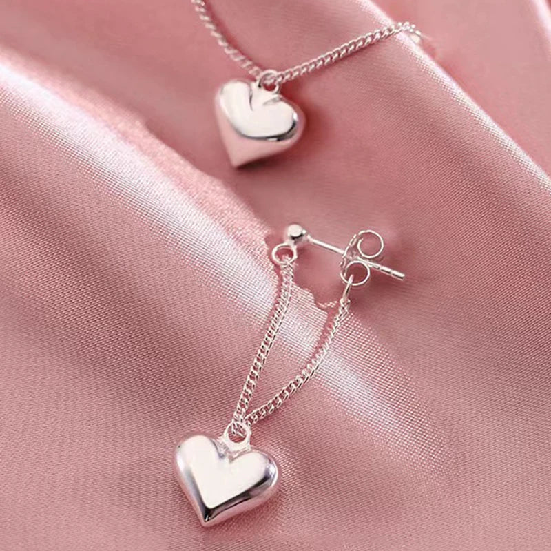 Women's Heart Pendant Earrings with Peach Charm - Suitable for Everyday and Vacation Wear