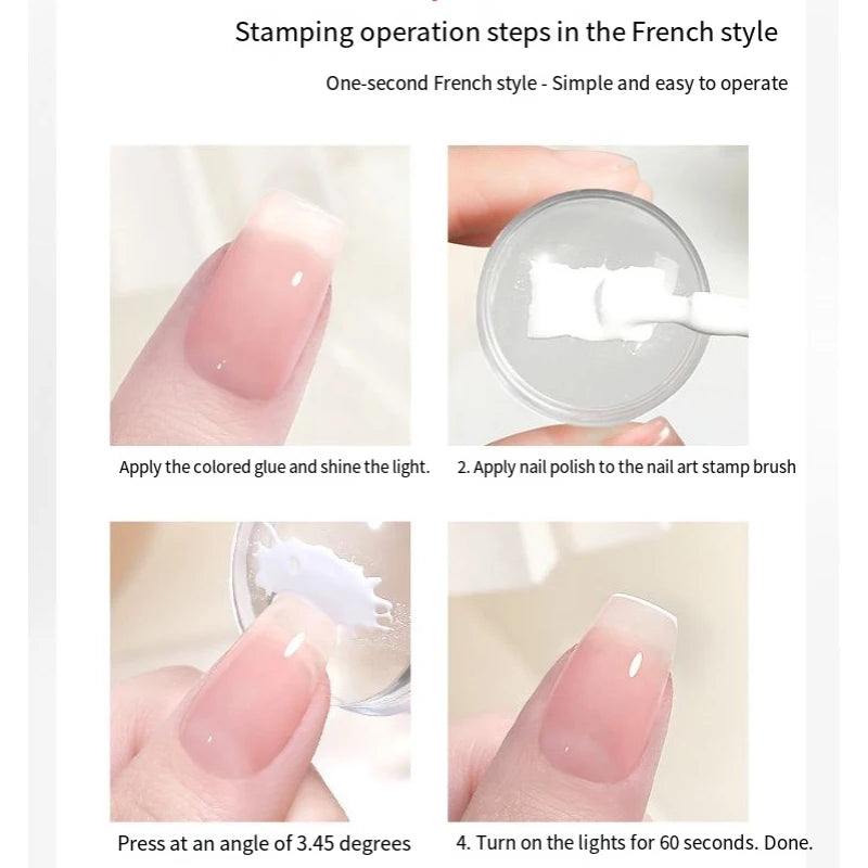 Transparent Nail Stamper Set with Scraper for French Nail Art - Silicone Head
