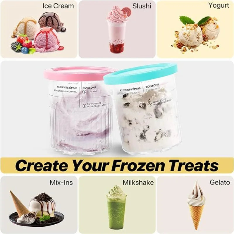 Ice Cream Container Replacement Lids for Ninja NC500 NC501 Creami Set - Family Size
