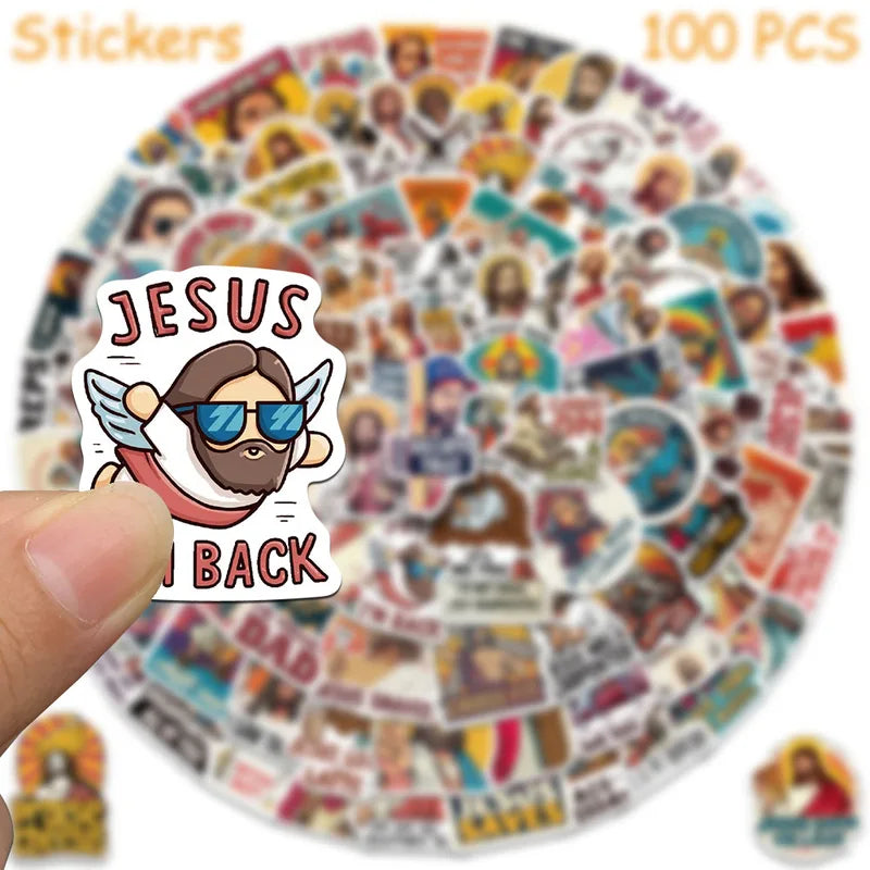 Cartoon Jesus Stickers Pack - Waterproof Vinyl Decals for Laptop Phone Skateboard & More