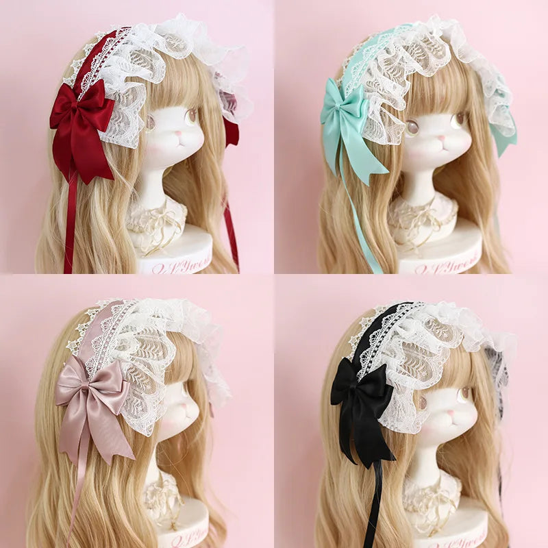 Lolita Headband Hair Accessories Lace Bow Hair Band for Girls & Women