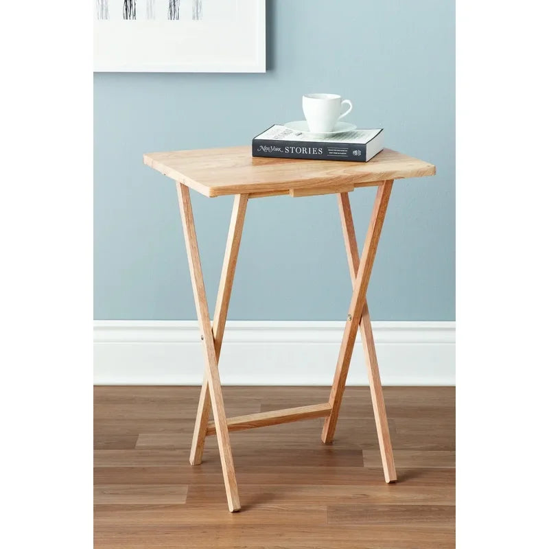 Indoor Folding TV Tray Table - Lightweight Solid Rubberwood, Space Saving