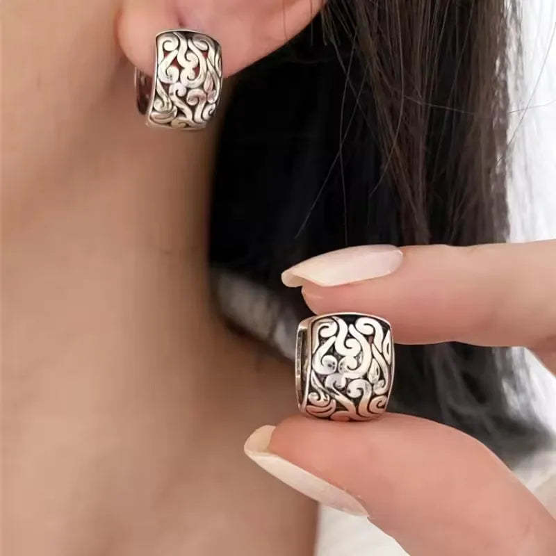Sterling Silver Geometric Stud Earrings for Women - Versatile Jewelry Gift