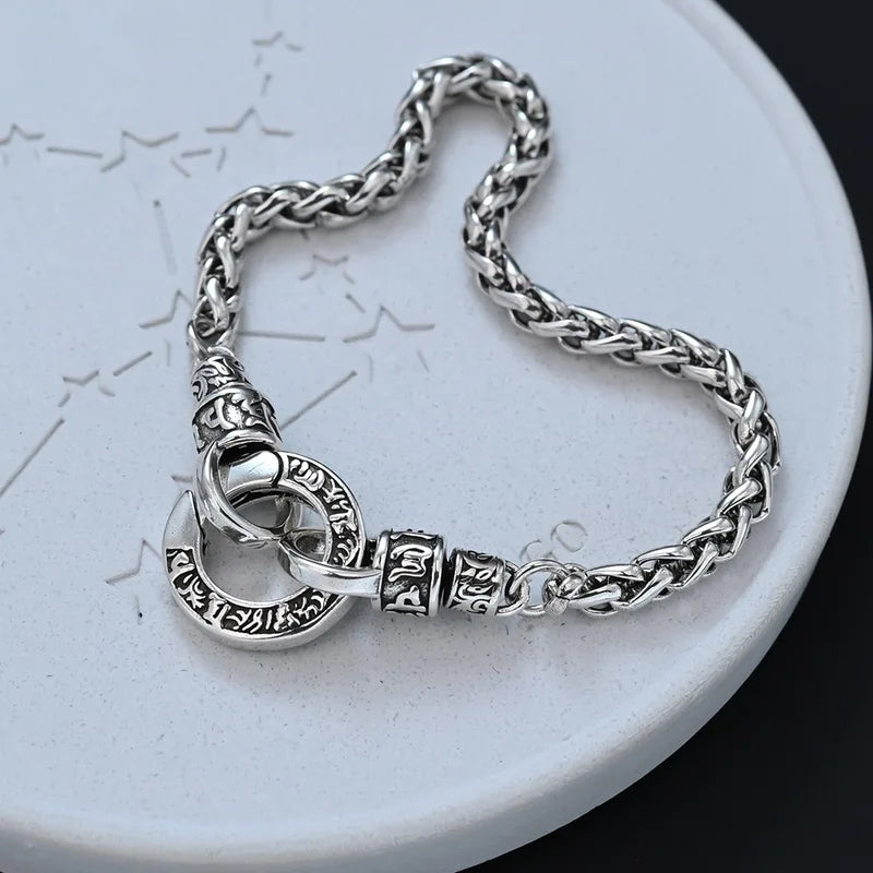 Sterling Silver Bracelet for Women Men Simple Heavy Pendant Party Jewelry Gift
