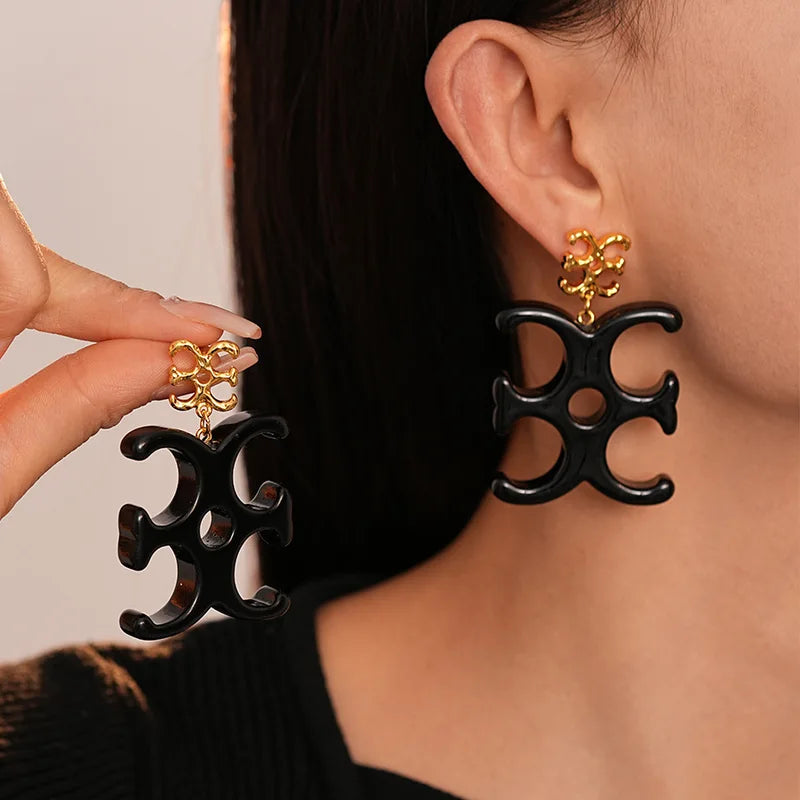 Minimalist Geometric Letter Pendant Earrings - Trendy Party Jewelry for Women