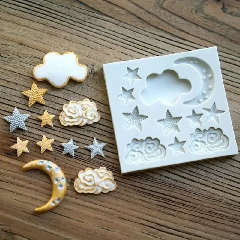Silicone Mold Cloud Moon Star Geometric Pattern for Cake Chocolate Candies DIY Crafts