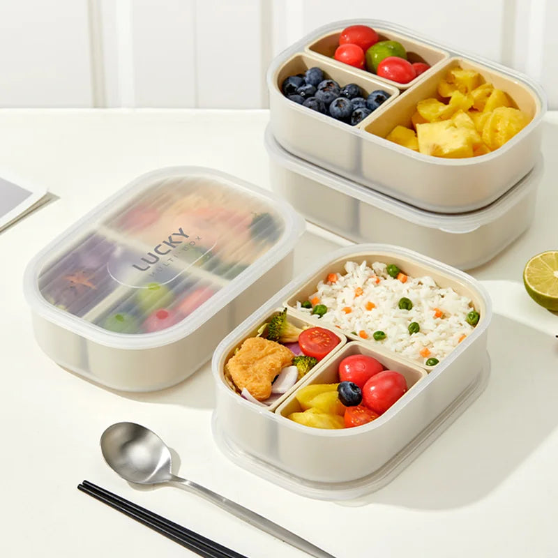 Stackable Plastic Lunch Box with Detachable Compartments for School and Office