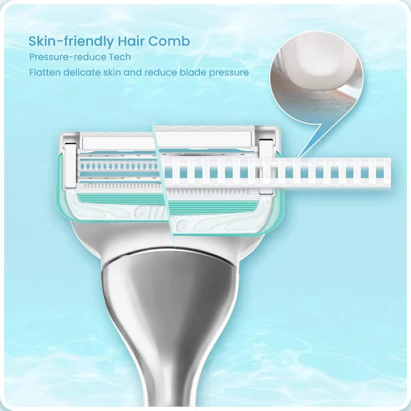 Women's Bikini & Body Hair Removal Razor with Irritation Bar - Blue