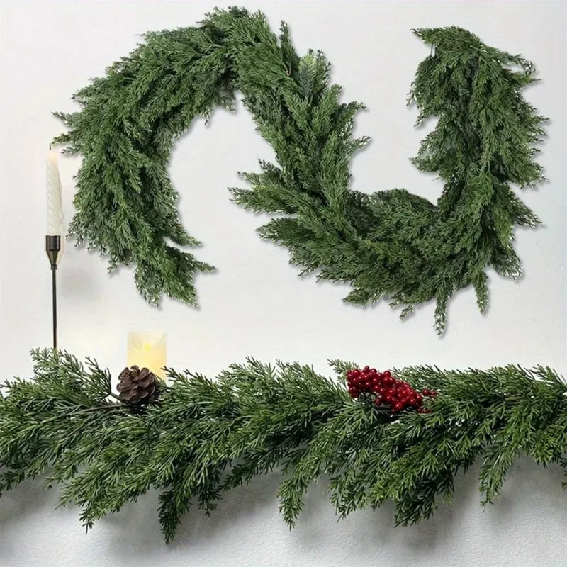 Artificial Christmas Pine Wreath Wall Hanging Decor - Realistic Green Garland