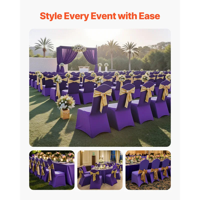 Stretch Spandex Chair Covers Set for Wedding Party Events - 50 Pcs