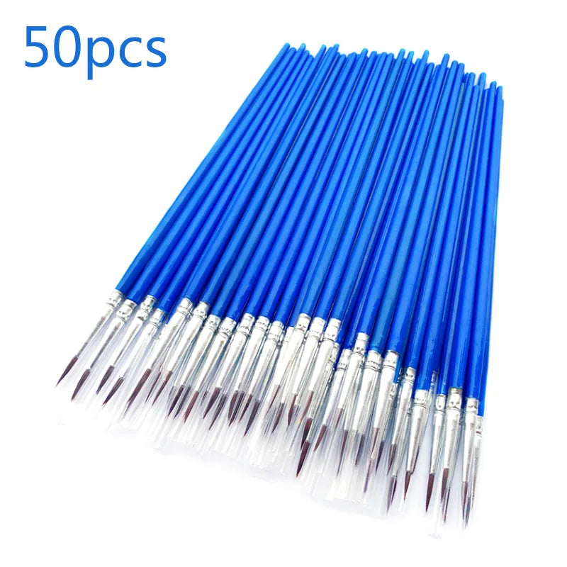 50 Pcs Flat Paint Brushes Set Small Art & Crafting Painting Tools