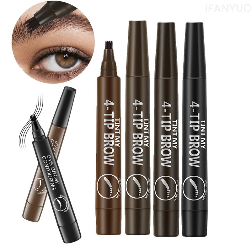 4 Point Eyebrow Pencil Long-Lasting Waterproof Microblading Makeup for Women