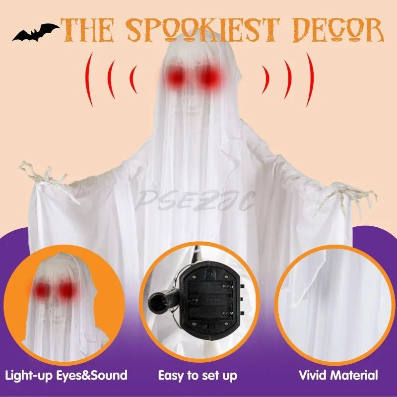 Luminous Voice-Controlled Standing Ghost Decoration - 1.7m Terrifying Halloween Prop