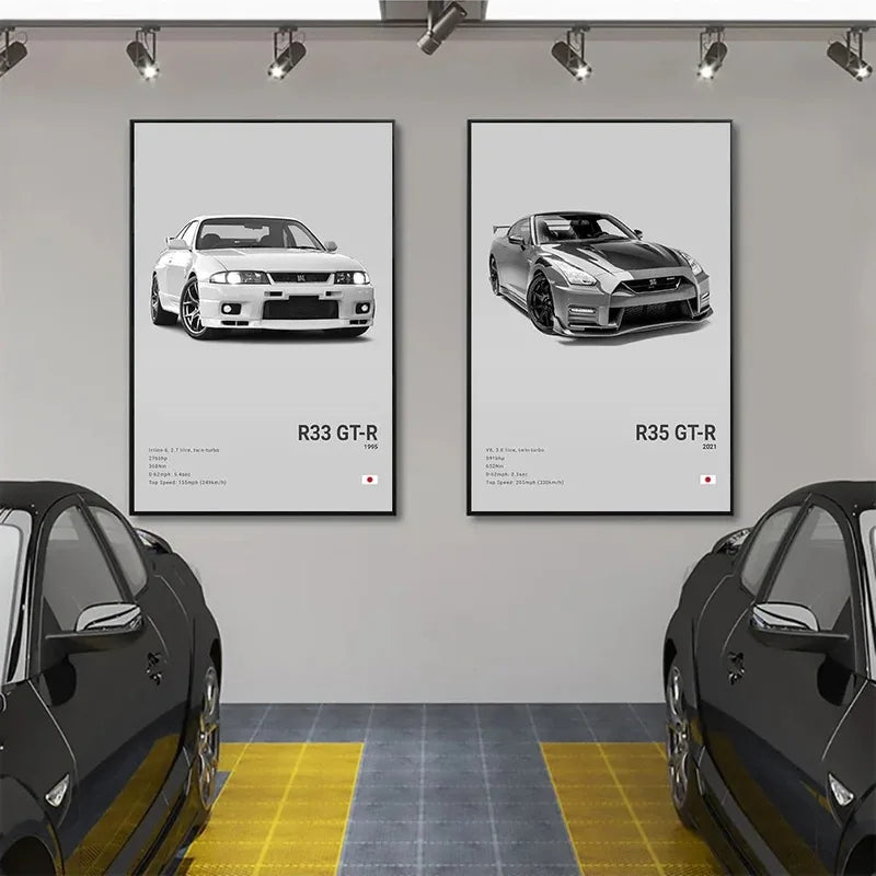 Car Wall Art Canvas Prints - Japan Super Sport Car Poster Wall Decor