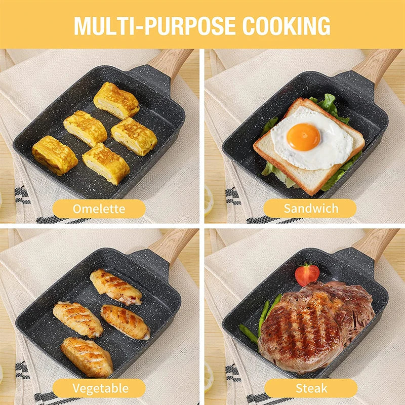 Nonstick Tamagoyaki Pan Japanese Omelette Egg Pan Rectangular with Detachable Handle