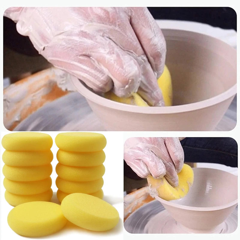 12-Pack Circular Watercolor & Clay Painting Sponges - Soft High-Absorption Art Tools