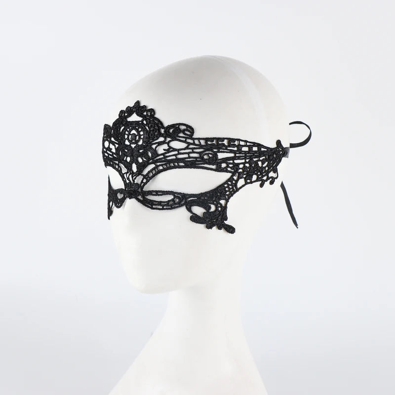 Black Queen Lace Mask with Embroidery for Masquerade Costume Woman Accessories
