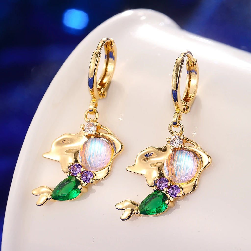 Colorful Zircon Fairy Tale Princess Necklace Gold-Plated Chain for Women